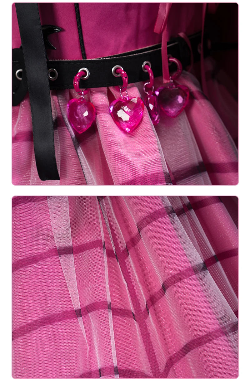 IN STOCK UWOWO Draculauraa Cosplay Costume Pink Suit Vampiree Female Little Devil Cosplay With Cape Hat Halloween Costumes Top