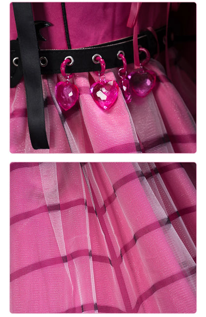 IN STOCK UWOWO Draculauraa Cosplay Costume Pink Suit Vampiree Female Little Devil Cosplay With Cape Hat Halloween Costumes Top