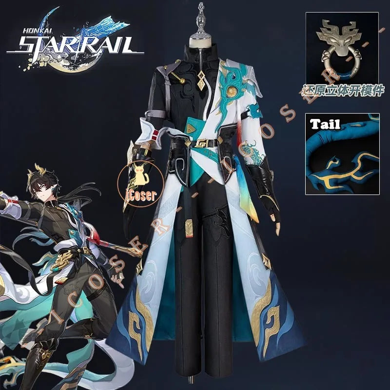 Honkai Star Rail Dan Heng Permansor Terrae Cosplay Costume Wig Uniform Halloween Party for Women Men Girls Carnival Props Outfit