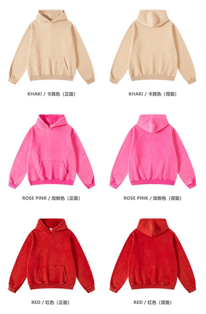 ZODF Winter Autum Men's Washed 400gsm Fleece Hoodies Unisex Couple Retro Oversized Ripped Hooded Sweatshirts Pullovers HY0652