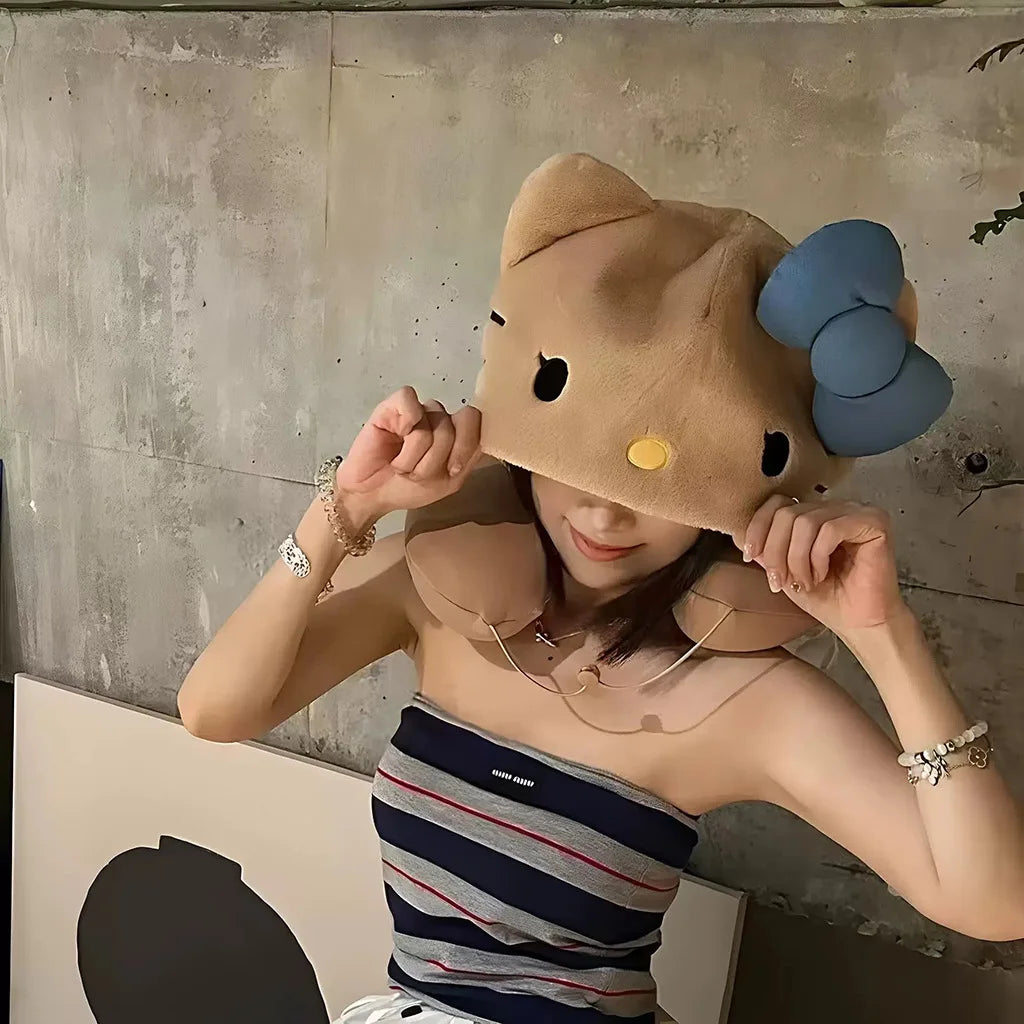 Sanrio Hello Kitty Hooded Neck Pillow Travel Pillow For Airplane Train Car Soft Plush Sleeping Support With Adjustable Hood Gift