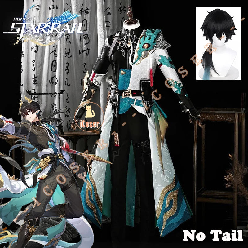 Honkai Star Rail Dan Heng Cosplay Costume Wig Permansor Terrae Uniform New Skin Headwear Halloween Party for Women Men Cos Props