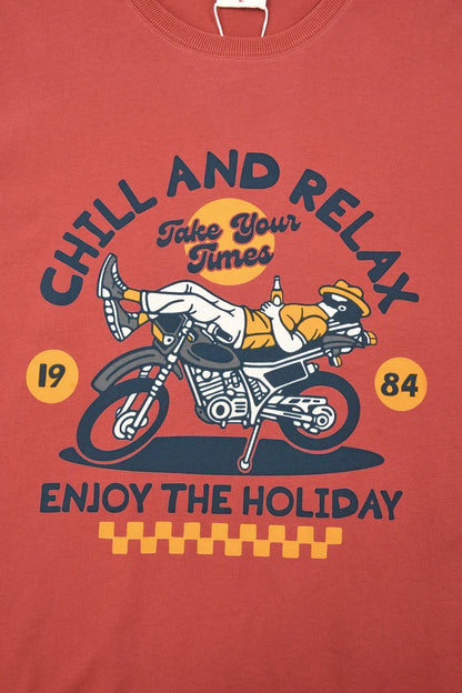 Summer New American Retro Short-sleeved O-neck Motorcycle Printed T-shirt Men's Fashion 100% Cotton Washed Casual Sport Tops