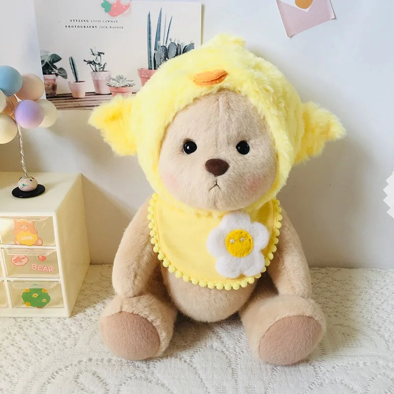Unique Handmade Brown Bear Plush Toy Change Honey Dress Cloth Baby Girl Hug Cuddly Plushie Doll for Kids Christmas Gift For Kids