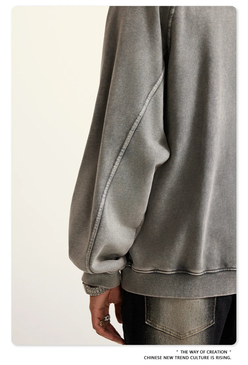 ZODF New Winter Washed Double Zipper Jackets For Men Unisex Loose Heavy Weight 450gsm Raglan Sleeve Cotton Coats HY0654