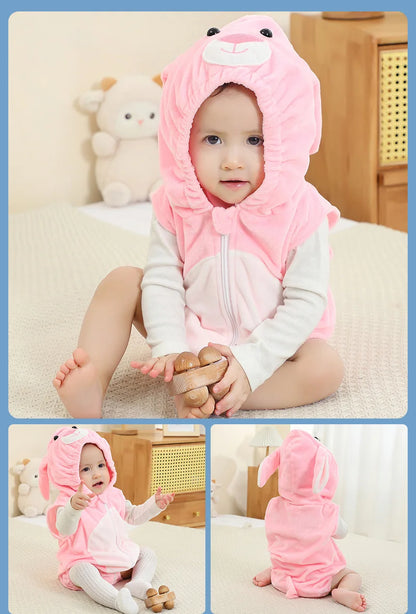 Baby Boy Romper 0 to 3 6 9 12 18 24 Months One Piece Hooded Baby Fall Outfit Newborn Girl Clothes Funny Yellow Jumpsuit Pajamas