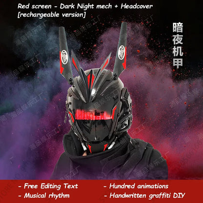 Cyberpunk App Mask Light Up Rolling Subtitles Screen Mask Cos Mech Technology Sense Mobile Phone Control Helmet Role Play