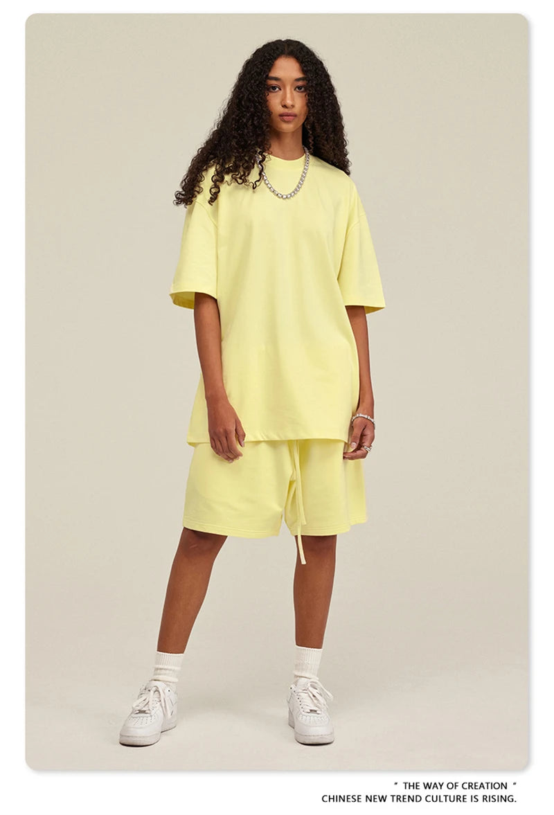 ZODF New 2025 Heavy Weight 305gsm Solid Cotton T Shirts For Men Unisex Summer Oversized Noshrink Basic T-Shirt Brand Tops HY0475