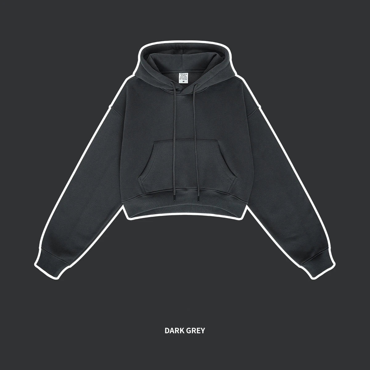 ZODF Chic Sexy Women Super-short Fleece Cropped Hoodies Girl Female Hip Hop Loose 345gsm Solid Hooded Pullover Streetwear HY0340