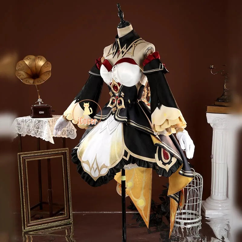 Genshin Impact Sandrone Cosplay Costume Wig Marionette Dress Headwear Eleven Fatui Harbingers Halloween Women Girls Role Play