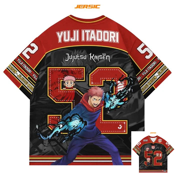 52 Jersey Yuji Itadori Jujutsu Kaisen Anime Style Kpop Baseball Hockey T-shirt Fashion Streetwear Anime Daily Unisex Tops Tees