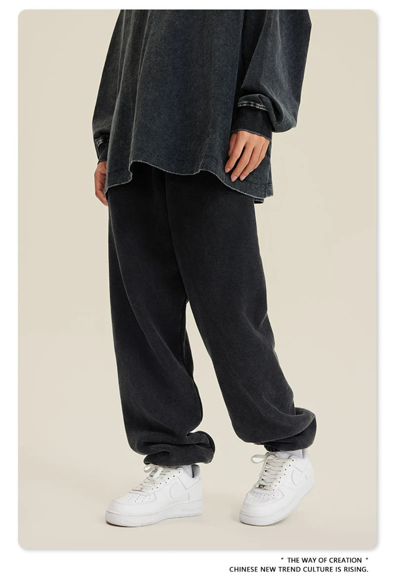 ZODF 2025 Autumn Winter Men’s Washed Fleece Sweatpants 355gsm Loose Retro Joggers Streetwear HY0653