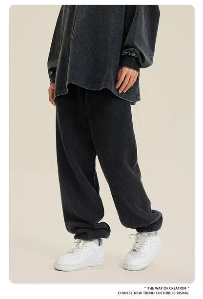ZODF 2025 Autumn Winter Men’s Washed Fleece Sweatpants 355gsm Loose Retro Joggers Streetwear HY0653