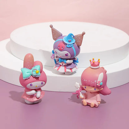 6Pcs/Set Sanrio Toys My Melody Kuromi Anime Figures Cinnamoroll Kawaii Doll Cute Action figure Christmas Gifts for Children