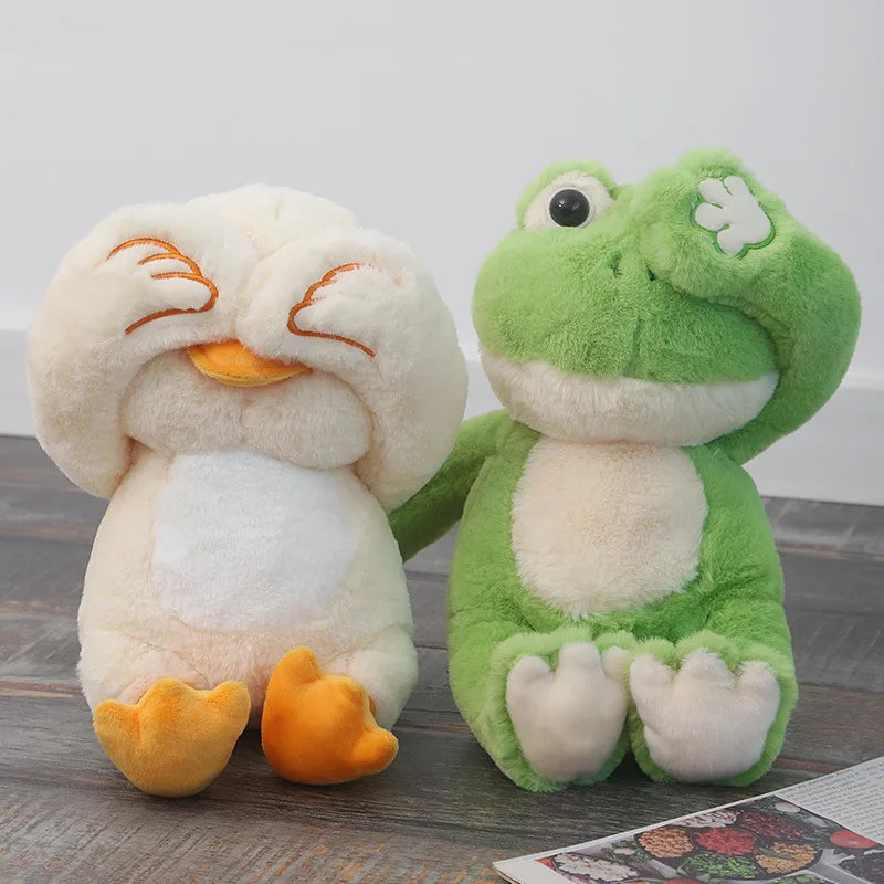 Funny Peek A Boo Frog Plushie Toy Stuffed Soft Bunny Hide Eyes Shiba Inu Dog Panda Crocodile Duck Toys for Kids Birthday Gift