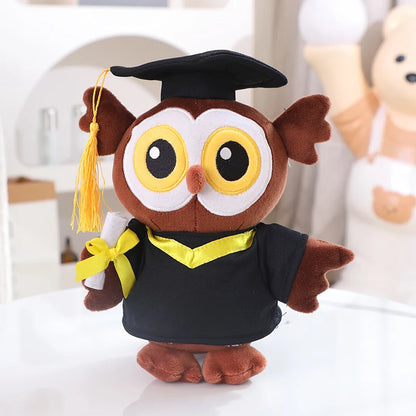 2025 Graduation Gift Stuffed Animal Plushies Capybara Bear Dog Soft Toy Cute Plush Owl with Bachelor's Gown Doctoral Cap