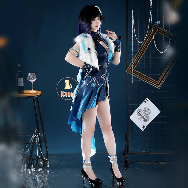 Genshin Impact Yelan Tranquil Banquet Cosplay Costume Wig Dress New Skin Uniform Outfit Halloween Party for Women Girls Props