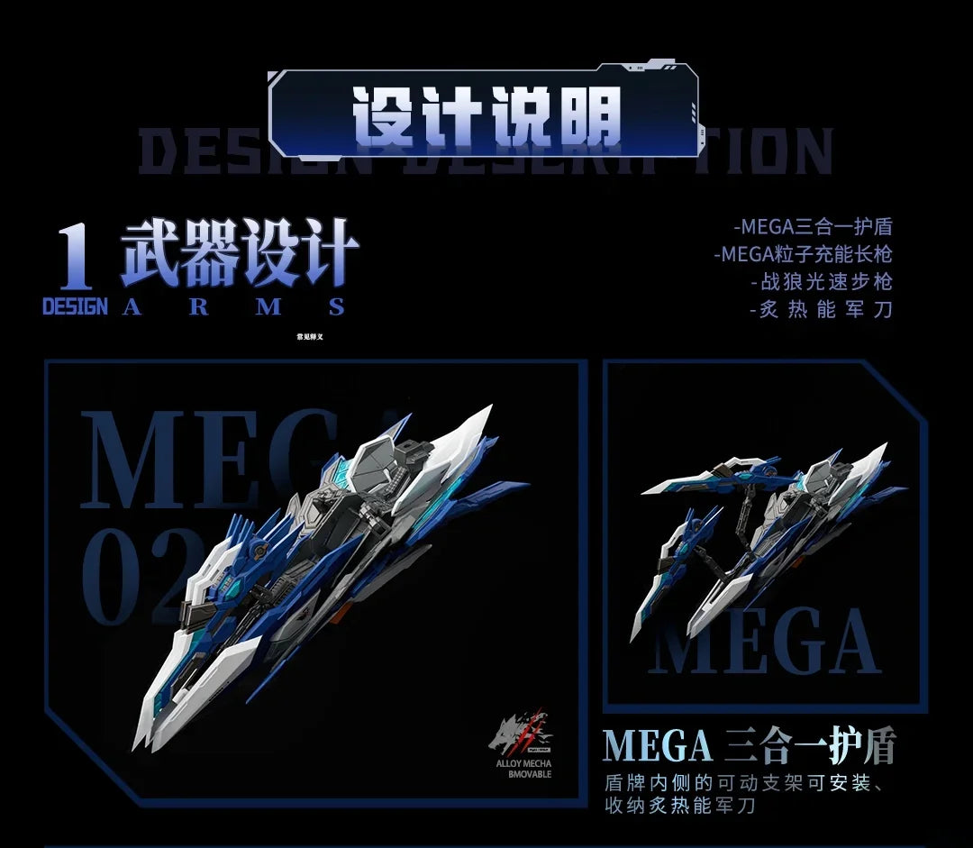 1/72 Crystal Envoy No.02 Mecha Wolf Warrior Mega Series Action Figure High Detail  Figurine Desktop Decor Assembly Model Boy Toy