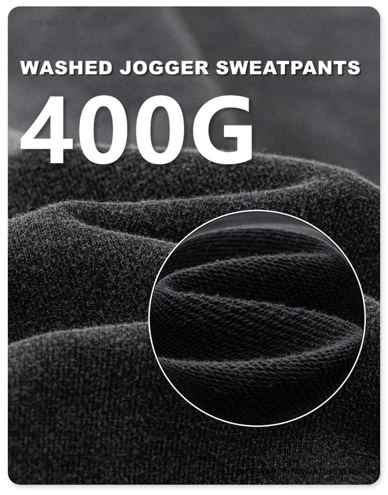 ZODF New Autumn Winter Men Washed 400gsm Sweatpant Unisex Loose Heavyweigh Cotton Sport Joggers Pants Streetwears HY0893
