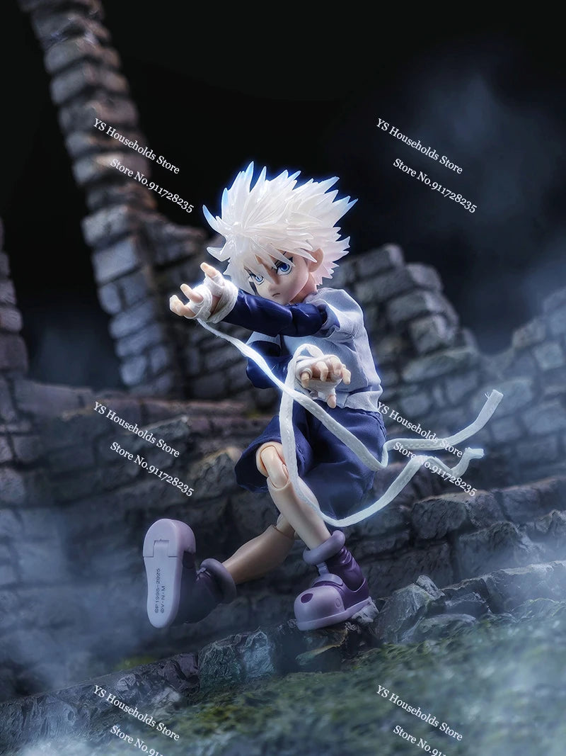 1/12 Killua Zoldyck Anime Boy Figure Mini T-shirt Shorts White Cloth Belt Clothes Toys Accessory For Hunter Shf 6inch Soldier