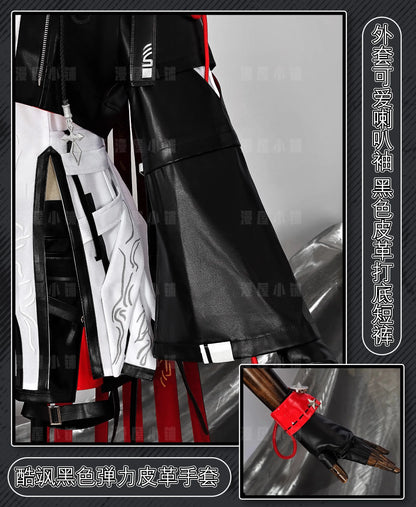 Arknights Exusiai The New Covenant Cosplay Costume Wig Uniform Jacket Headwear Earrings Halloween Party for Women Girls Carnival