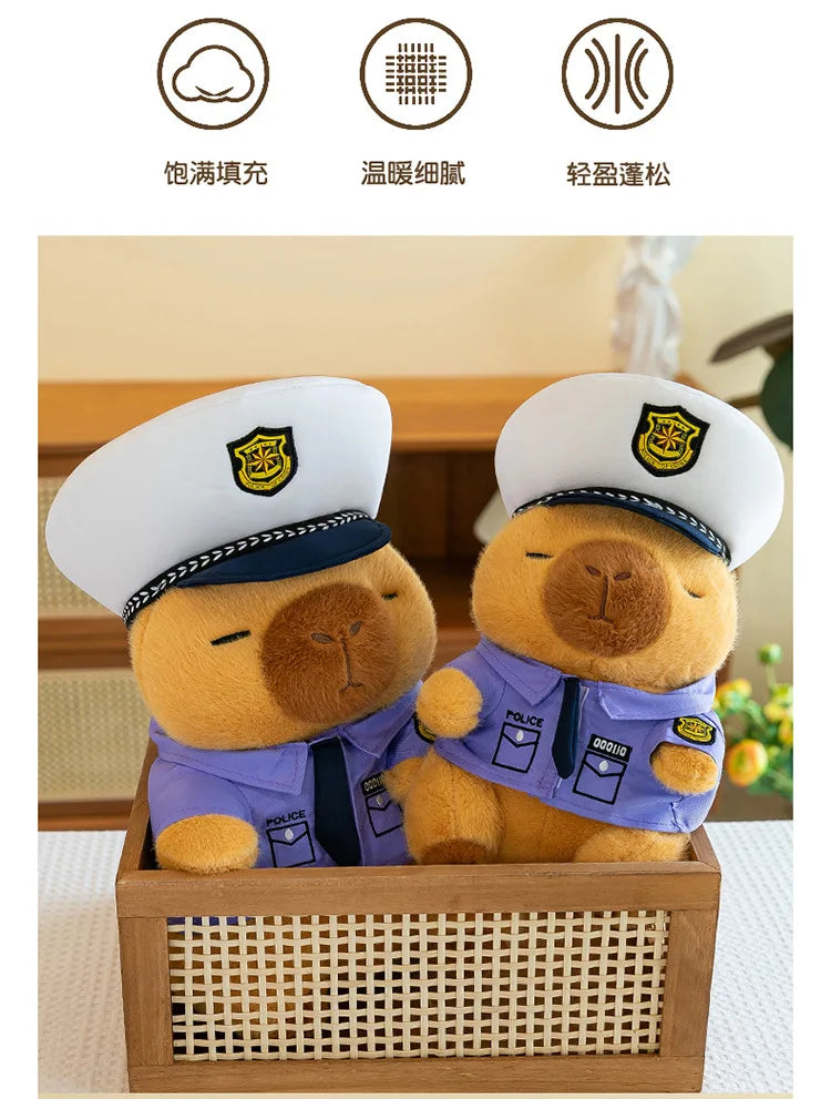 New Kawaii 50cm Plush Toy Capybara Police Stuffed Animal Pillow Cute Plush Doll for Kids Birthday Christmas Gift