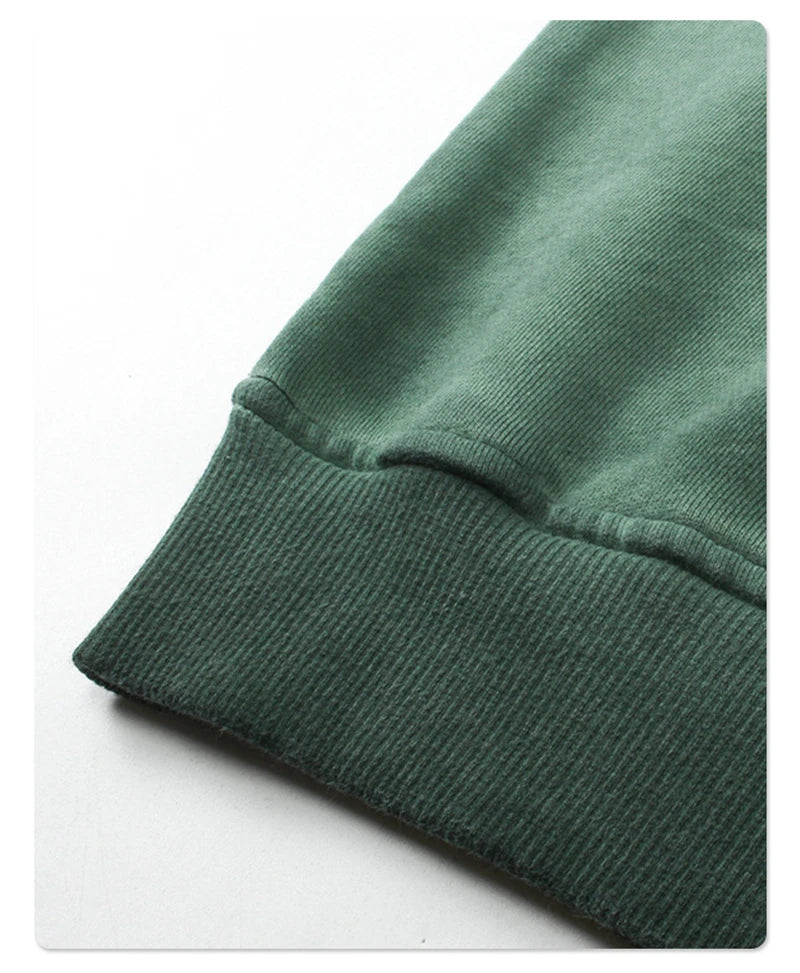 ZODF 2024 Autumn Men's Washed Sweatshirt Unisex Women Retro Solid 430gsm Terry Cotton O Neck Pullovers Coat HY0880