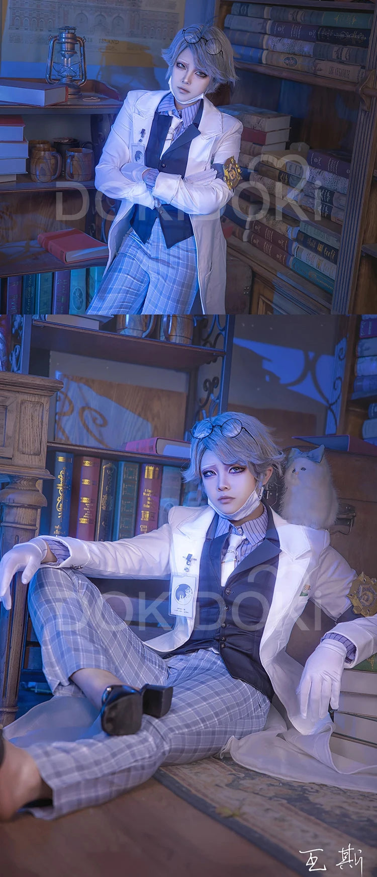 Gatto Embalmer Cosplay Costume Game Identity V【XS-2XL】DokiDoki-R Undertaker Aesop Carl Gatto Cosplay Men Costume Plus Size