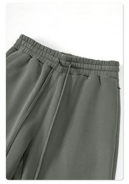 ZODF New Men's Winter Solid 345sm Fleece Straight Pants Unisex Loose Comfortable Sport Zipper Pockets Trousers HY0868