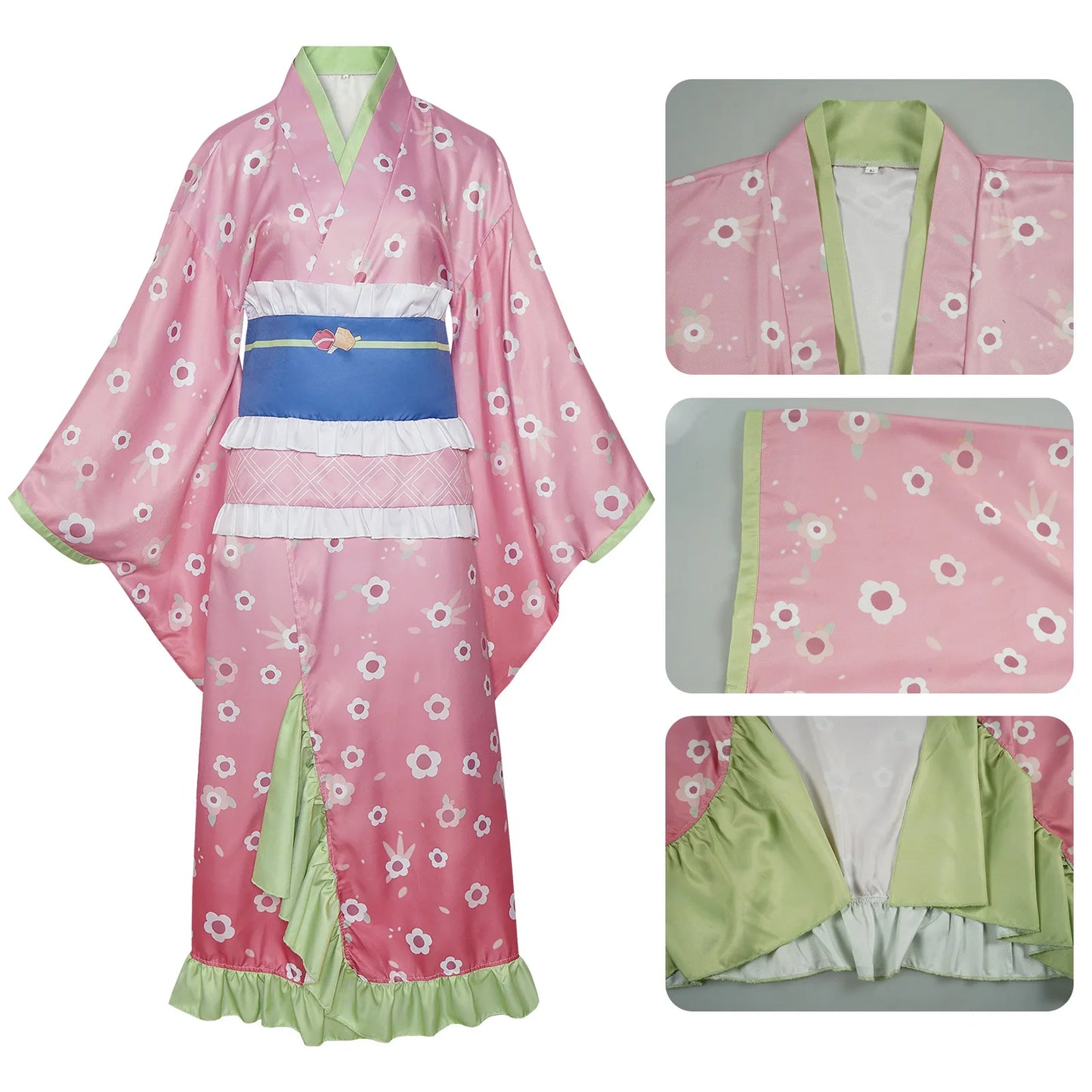 Kanroji Mitsuri Cosplay Costume Women Polyester Kimono Dress