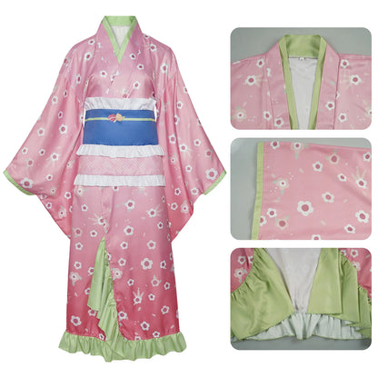Kanroji Mitsuri Cosplay Costume Women Polyester Kimono Dress