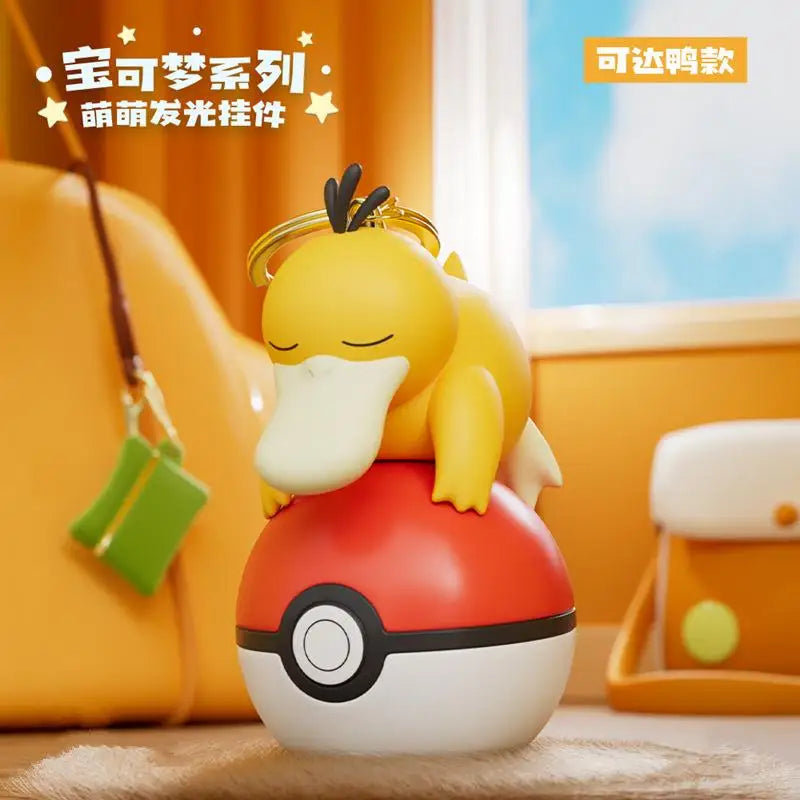 Genuine Pokemon Pikachu Keychain Psyduck Piplup Bulbasaur Anime Action Figures Toy Keyring Fragrance Pendant Christmas Gifts