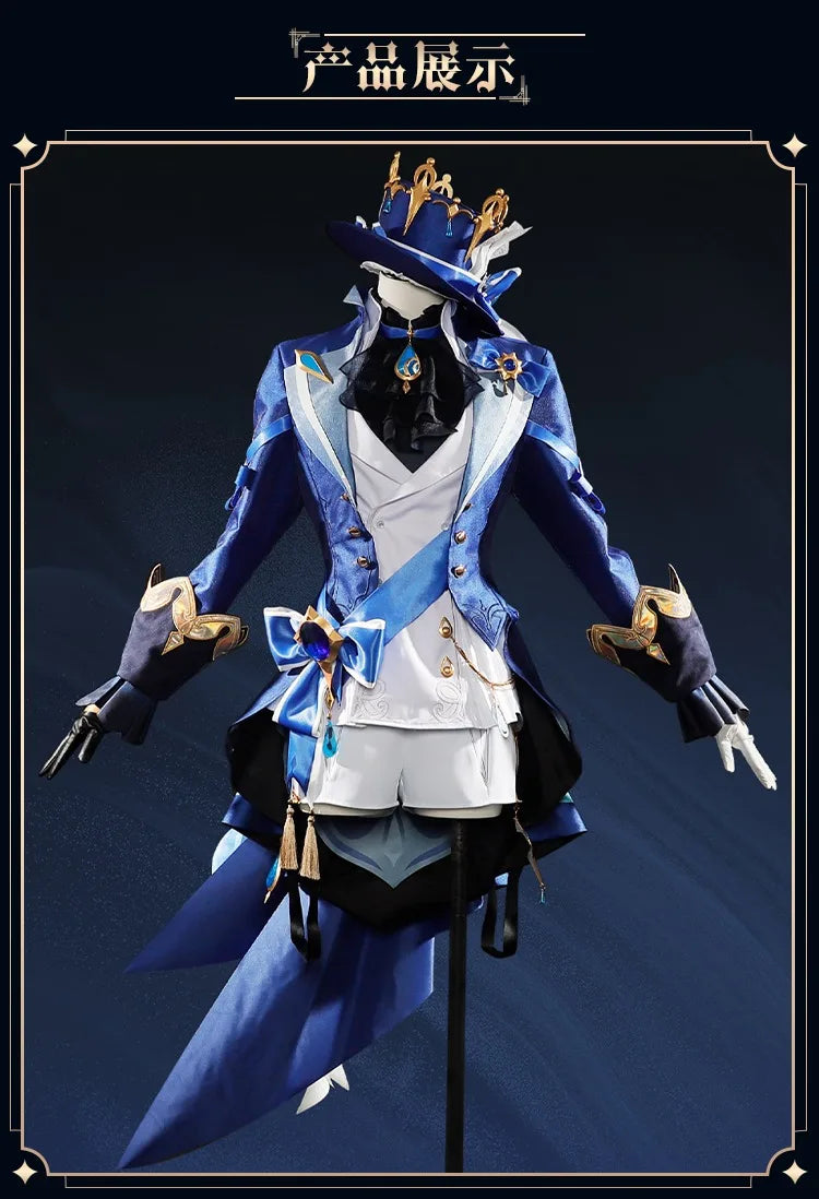 iCoser Focalors Furina Cosplay Costume Wig Dress Genshin Impact Fontaine Uniform Hat Pneuma Ousia God of Justice for Women Props