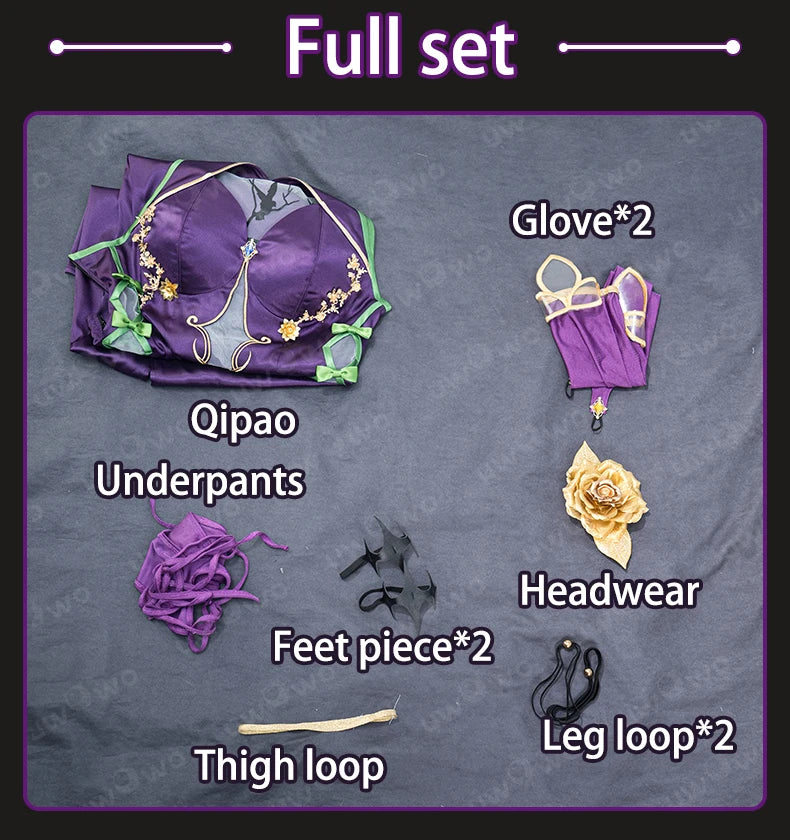 IN STOCK UWOWO C.C. Cosplay Codee Geasss: C.C. CC Purple Cheongsam Cosplay Costume Purple Dress Halloween Costume