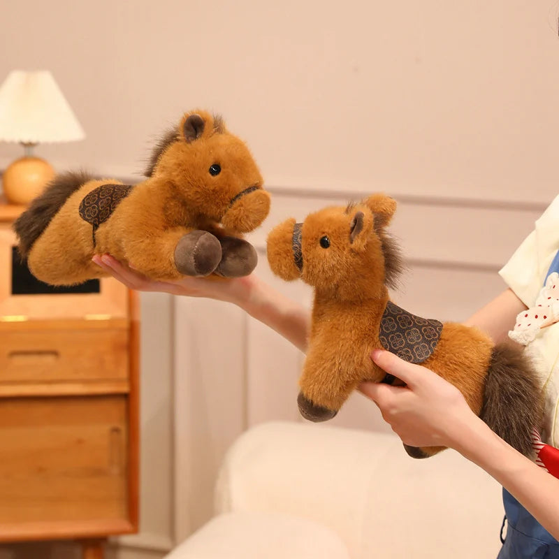 New Arrival Cute Saddle Pony Plushies Stuffed Animal Brown Horse Racehorse Soft Toys Birthday Xmas New Year Gift