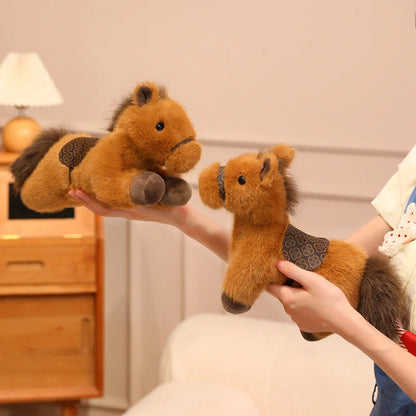 New Arrival Cute Saddle Pony Plushies Stuffed Animal Brown Horse Racehorse Soft Toys Birthday Xmas New Year Gift