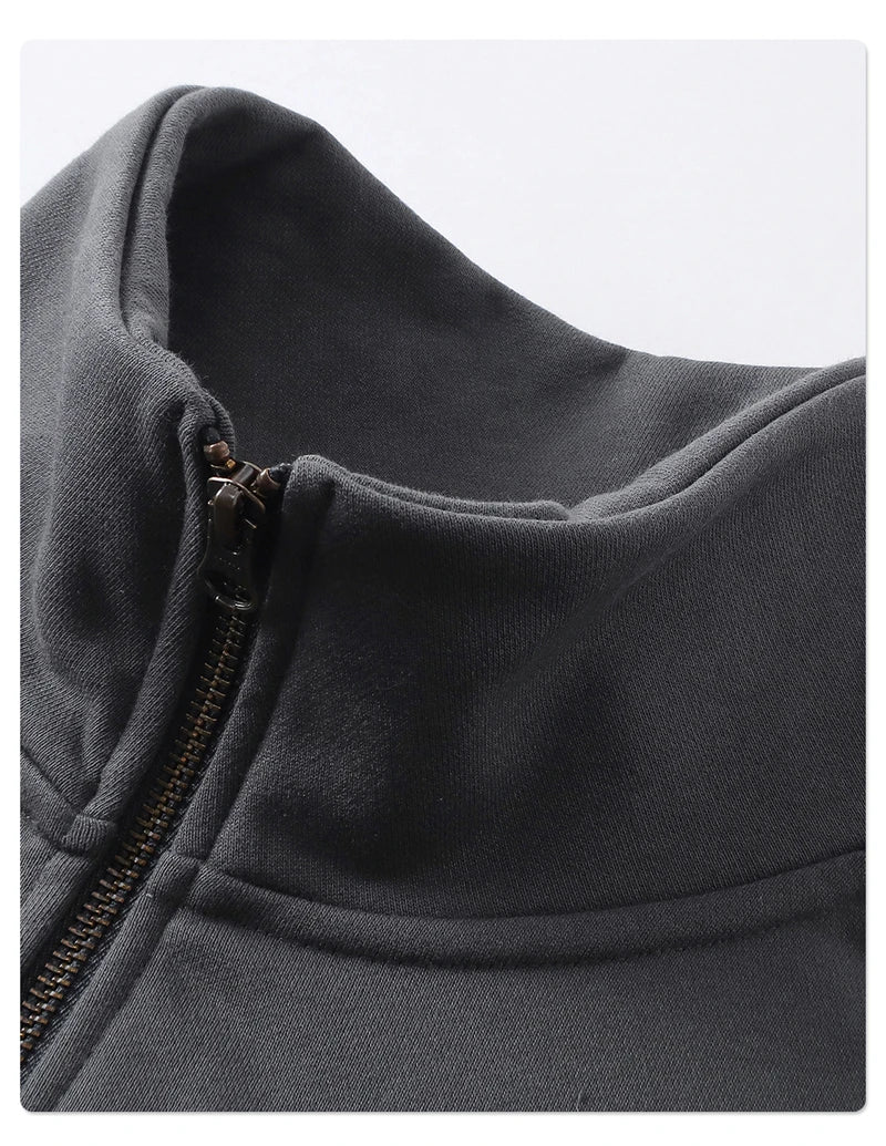 ZODF 430gsm Heavyweight Solid Zipper Hoodie for Men Unisex Loose Stand Collar Coat HY1101 Autumn 2025 Fashion