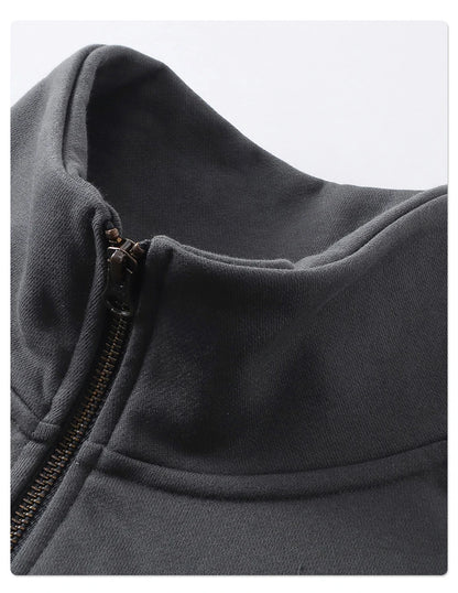ZODF 430gsm Heavyweight Solid Zipper Hoodie for Men Unisex Loose Stand Collar Coat HY1101 Autumn 2025 Fashion