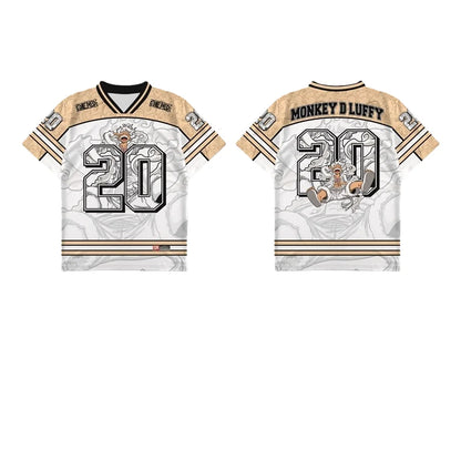 2526 New Bandai Anime One Piece Luffy Summer Jersey T-shirt Oversized 3D Adult and Children's Multifunctional Top Christmas