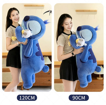 120cm Large Big Size Disney Stitch Holding Duck Anime Plush Stuffed Doll Room Plushies Pillow Ornaments Children's Holiday Gifts