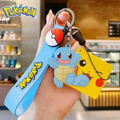 Genuine Pokemon Action Figure Pikachu Keychain Squirtle Bulbasaur Charmander Psyduck Keyring Backpack Pendant Model Toy Kid Gift
