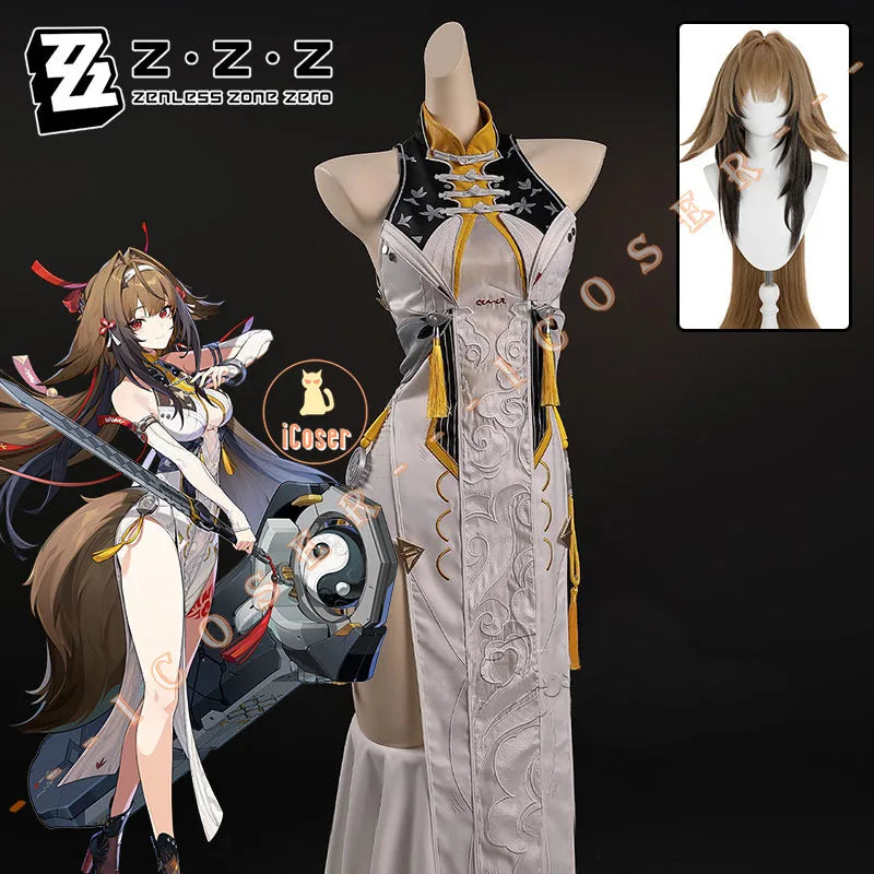 Zenless Zone Zero Ye Shunguang Cosplay Costume Wig Dress Headwear Yunkui Summit Halloween Party for Women Girls Role Play Outfit
