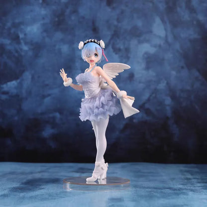 23cm Re:Zero Rem Angel Version Cute Bishoujo PVC Figure Wings Special Effects Anime Statue Desktop Decor Fan Collectible Gift