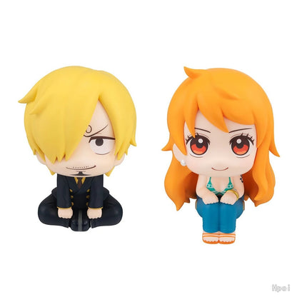 9.5cm ONE PIECE Anime Figure Look Up Luffy/Zoro Action Figure Q Version Kawaii Nami/Sanji Figurine PVC Collection Model Toys