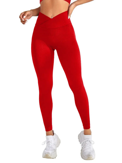 The Codex Women’s High Waist Seamless Sports Leggings V-Waist Elastic Peach Buttocks Fitness Yoga Pants Tight