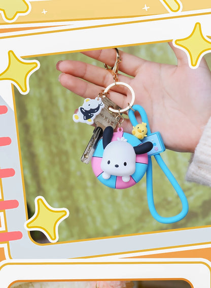 Hot Sanrio Pochacco Toy Mini Anime Action Figure Keyring Pendant Decoration Collection Keychain Model Doll Birthday Gift For Kid