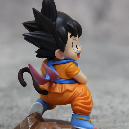 Dragon Ball Childhood Little Goku Hugs Puer Ya Mu Tea Little Follower Figures Doll Pvc Model Statue Collection Toys Ornamen Gift