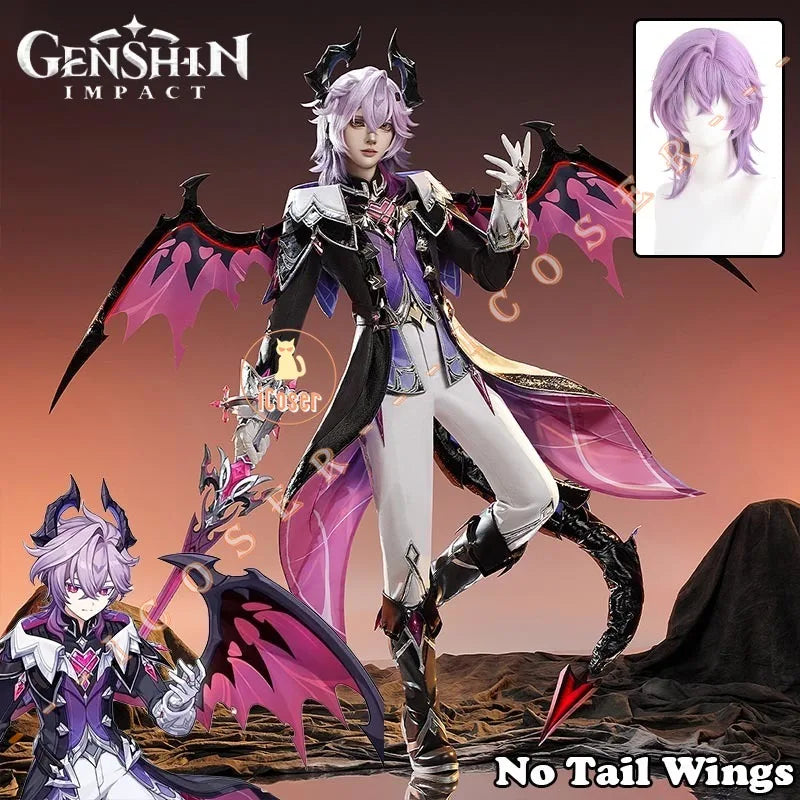 Genshin Impact Durin Cosplay Costume Wig Uniform Outfit Headwear Metal Props Halloween Party for Women Men Carnival Role Play