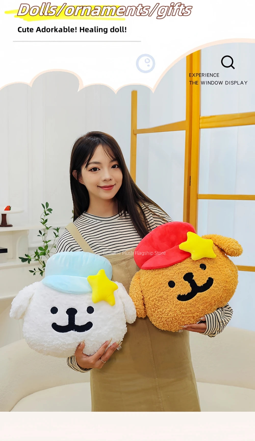 65cm Big Size Maltese Line Hat Dog Cartoon Anime Plush Stuffed Doll Toy Cute Room Bolster Sleeping Pillow Plushies Holiday Gifts