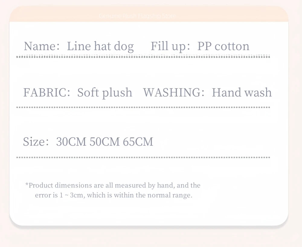 65cm Big Size Maltese Line Hat Dog Cartoon Anime Plush Stuffed Doll Toy Cute Room Bolster Sleeping Pillow Plushies Holiday Gifts